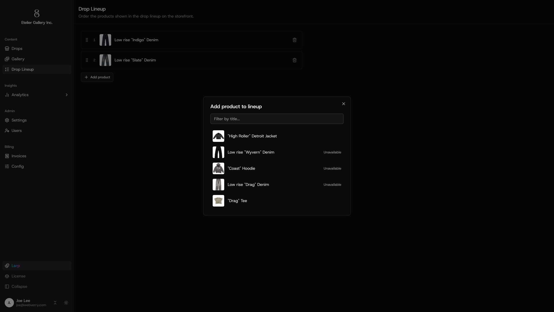 Drop Catalog Configuration